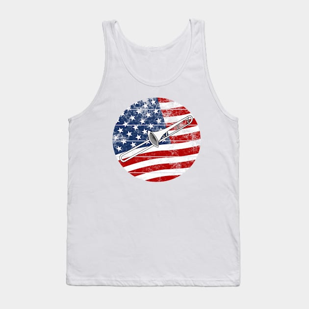 Trombone USA Flag Trombonist Brass Musician 4th July Tank Top by doodlerob